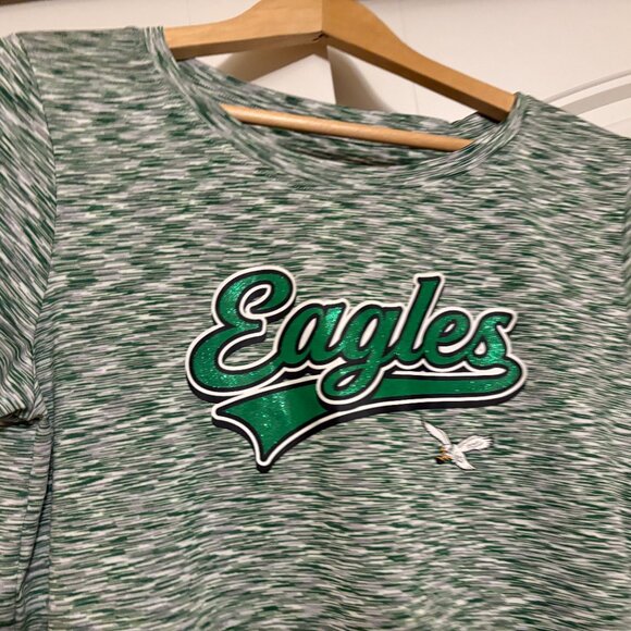 Philadelphia Eagles T Shirt Womens Medium Marled Green Short Sleeve Polyester - Picture 2 of 3